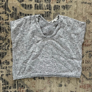 Women's Madewell Gray White Knit V-Neck Sweater S